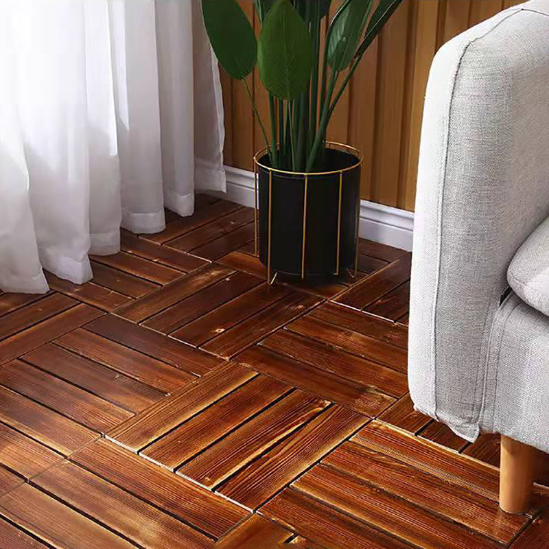 Skorter | 4-Slat Wood Floor Tiles Interlocking Installation Floor Tiles