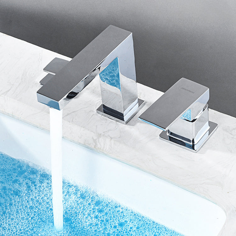 Skorter | Contemporary Bath Faucet Trim Deck Mounted Low Arc Bathroom Faucet