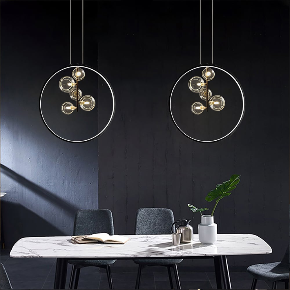 Skorter | LumoGlobe – Minimalist Black Pendant Lamp with Glass LED Sphere