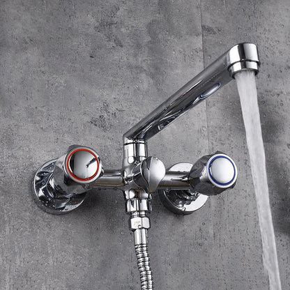 Skorter | Contemporary Bathtub Faucet Trim Chrome Wall-Mounted Swivel Spout with Hand Shower