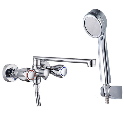 Skorter | Contemporary Bathtub Faucet Trim Chrome Wall-Mounted Swivel Spout with Hand Shower