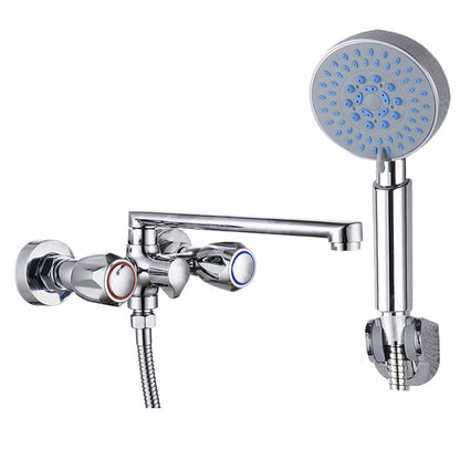 Skorter | Contemporary Bathtub Faucet Trim Chrome Wall-Mounted Swivel Spout with Hand Shower