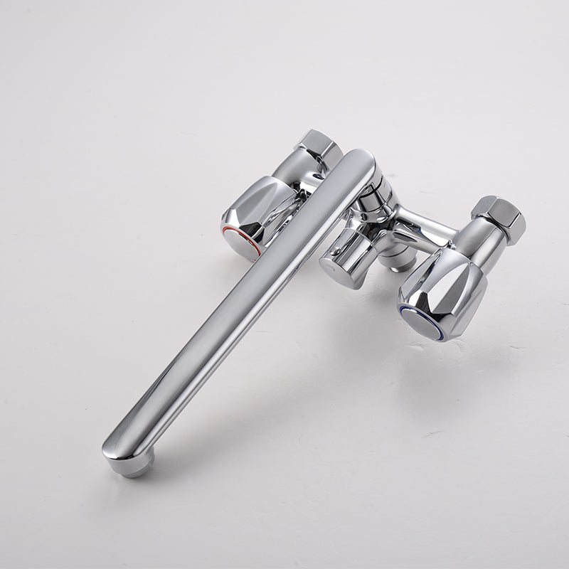Skorter | Contemporary Bathtub Faucet Trim Chrome Wall-Mounted Swivel Spout with Hand Shower