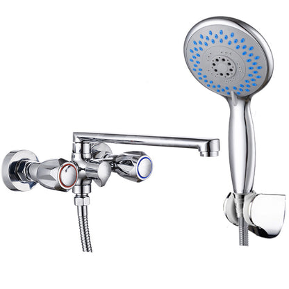 Skorter | Contemporary Bathtub Faucet Trim Chrome Wall-Mounted Swivel Spout with Hand Shower