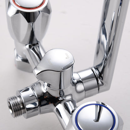 Skorter | Contemporary Bathtub Faucet Trim Chrome Wall-Mounted Swivel Spout with Hand Shower