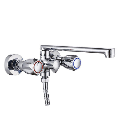 Skorter | Contemporary Bathtub Faucet Trim Chrome Wall-Mounted Swivel Spout with Hand Shower