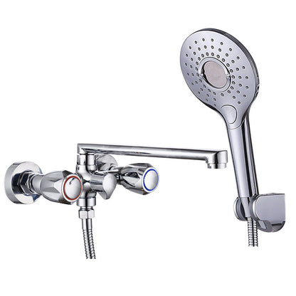 Skorter | Contemporary Bathtub Faucet Trim Chrome Wall-Mounted Swivel Spout with Hand Shower