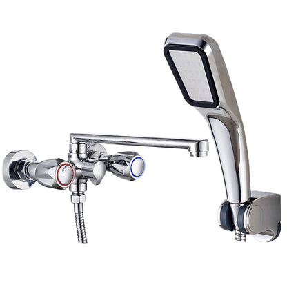 Skorter | Contemporary Bathtub Faucet Trim Chrome Wall-Mounted Swivel Spout with Hand Shower