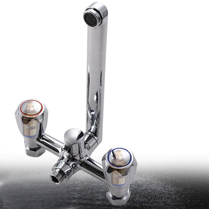 Skorter | Contemporary Bathtub Faucet Trim Chrome Wall-Mounted Swivel Spout with Hand Shower