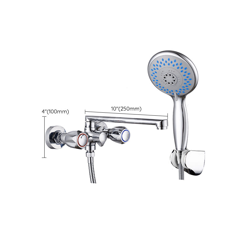 Skorter | Contemporary Bathtub Faucet Trim Chrome Wall-Mounted Swivel Spout with Hand Shower