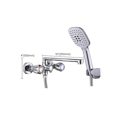 Skorter | Contemporary Bathtub Faucet Trim Chrome Wall-Mounted Swivel Spout with Hand Shower