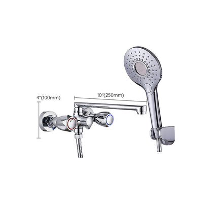 Skorter | Contemporary Bathtub Faucet Trim Chrome Wall-Mounted Swivel Spout with Hand Shower