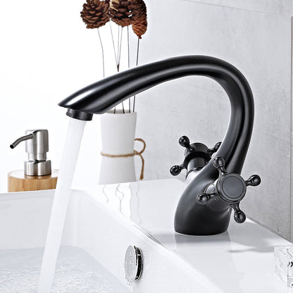 Skorter | Bathroom Vessel Faucet Double Cross Handle Low Arc Industrial Sink Faucet