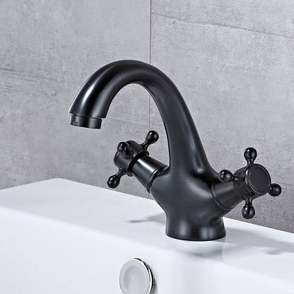 Skorter | Bathroom Vessel Faucet Double Cross Handle Low Arc Industrial Sink Faucet