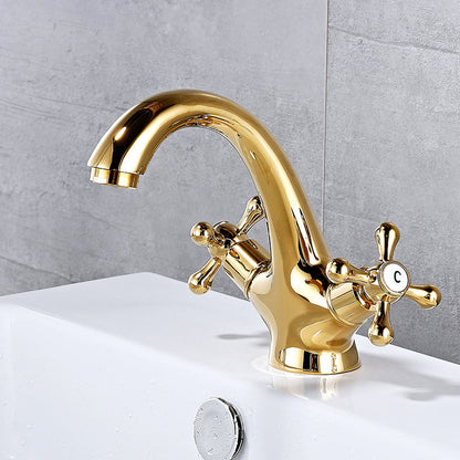 Skorter | Bathroom Vessel Faucet Double Cross Handle Low Arc Industrial Sink Faucet