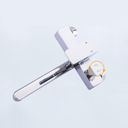 Skorter | Chrome polished bathroom faucet wall-mounted with swivel spout and hand shower