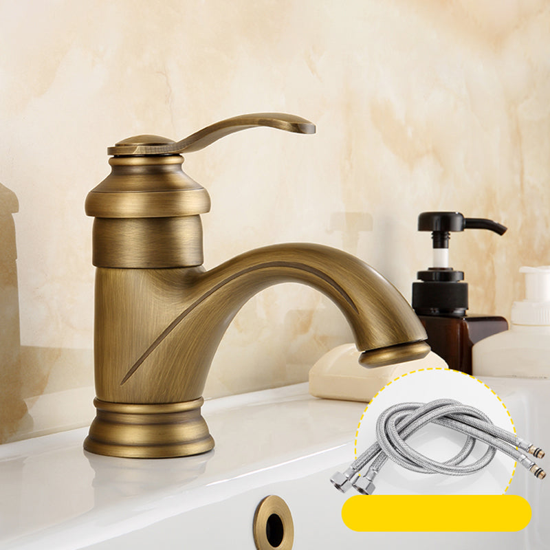 Skorter | Brass Bathroom Vessel Basin Faucet Single Lever Handle Round Basin Faucet with Water Hose