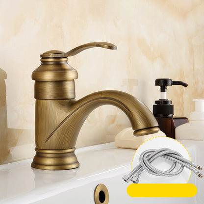 Skorter | Brass Bathroom Vessel Basin Faucet Single Lever Handle Round Basin Faucet with Water Hose