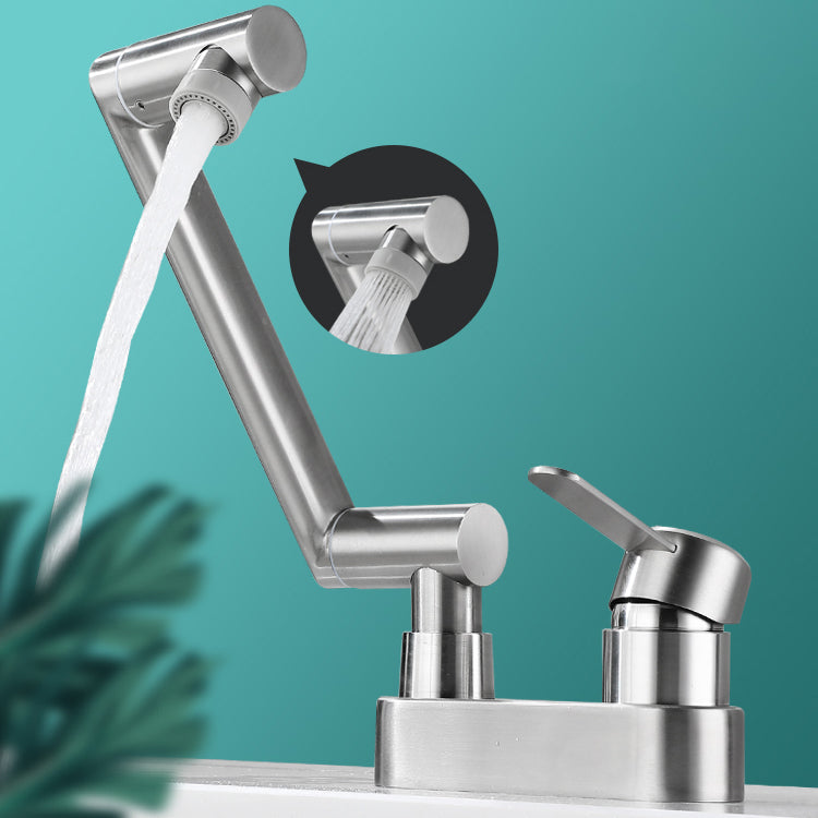Skorter | 2 holes sink faucet swivel stainless steel single handle central mount faucet