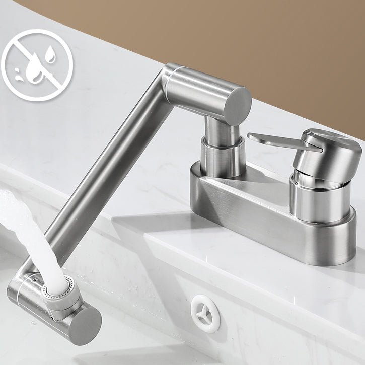 Skorter | 2 holes sink faucet swivel stainless steel single handle central mount faucet