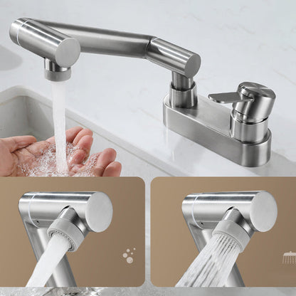 Skorter | 2 holes sink faucet swivel stainless steel single handle central mount faucet