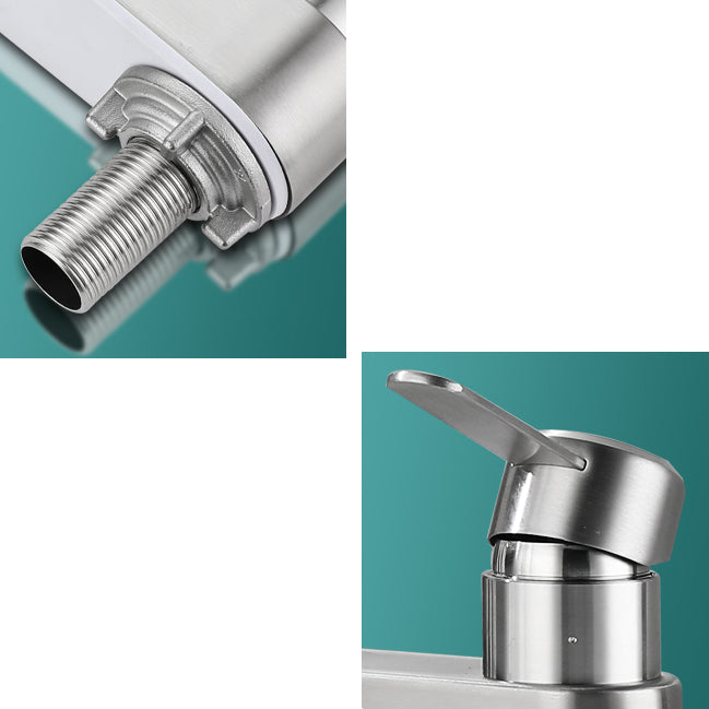 Skorter | 2 holes sink faucet swivel stainless steel single handle central mount faucet