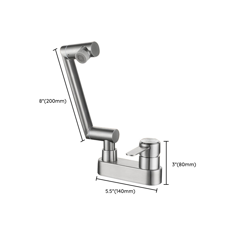 Skorter | 2 holes sink faucet swivel stainless steel single handle central mount faucet