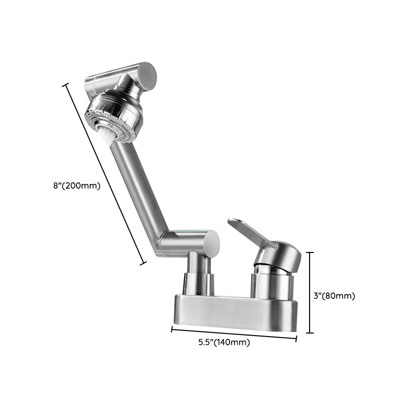 Skorter | 2 holes sink faucet swivel stainless steel single handle central mount faucet