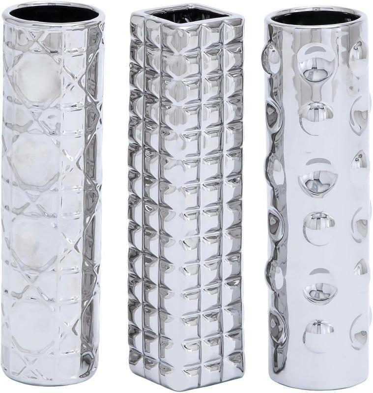 Skørter | Set of 3 ceramic slim textured bottle jars with varying patterns