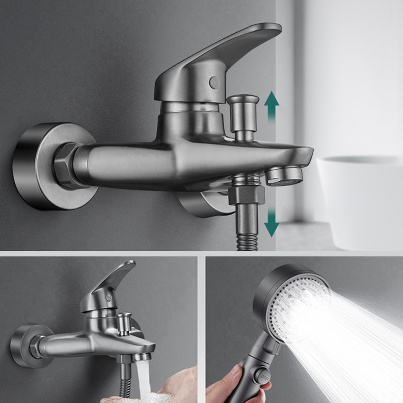 Skorter | Bathtub filler wall mount hand shower single lever handle 2 holes low arc bathtub faucet with hose