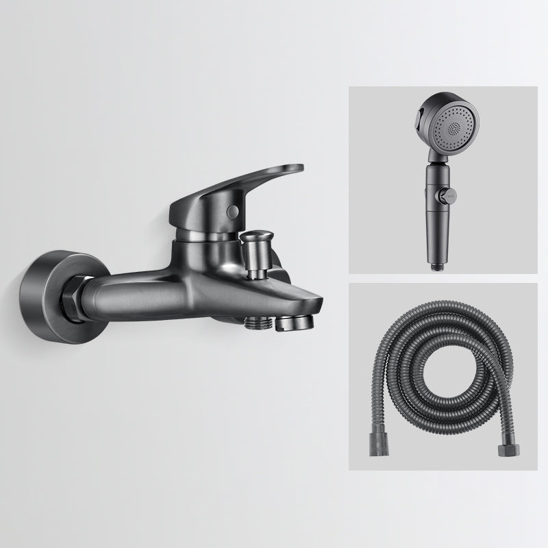 Skorter | Bathtub filler wall mount hand shower single lever handle 2 holes low arc bathtub faucet with hose