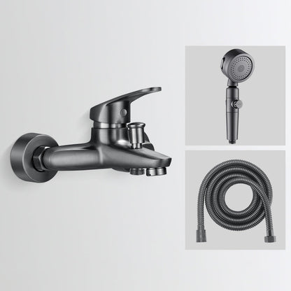 Skorter | Bathtub filler wall mount hand shower single lever handle 2 holes low arc bathtub faucet with hose