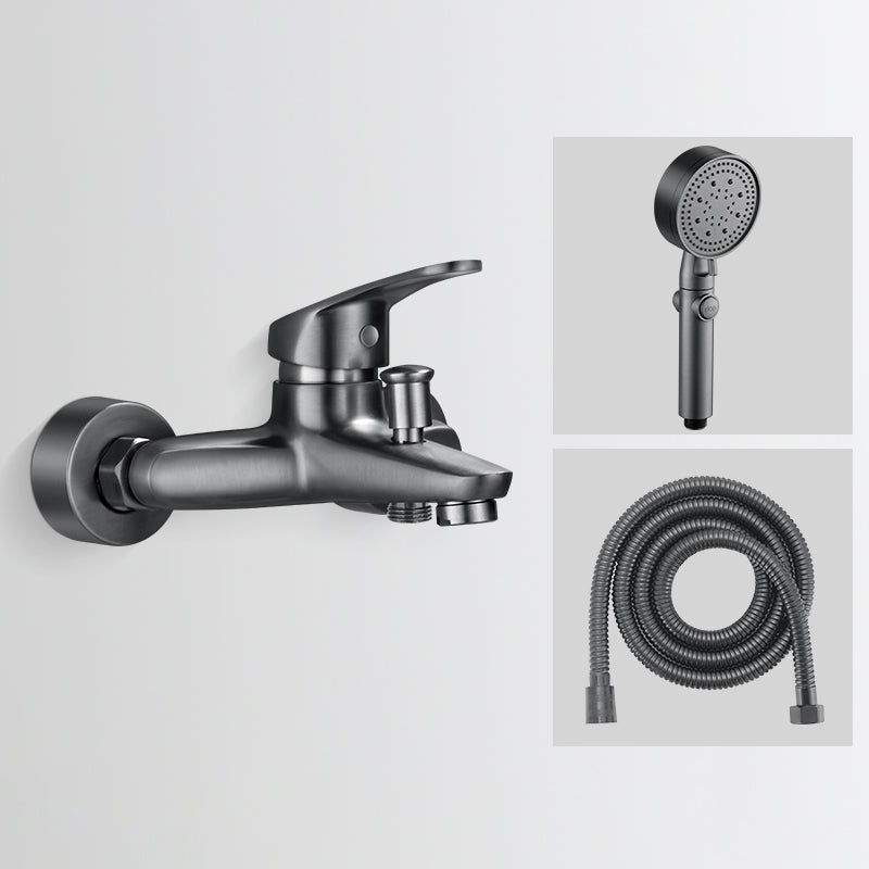 Skorter | Bathtub filler wall mount hand shower single lever handle 2 holes low arc bathtub faucet with hose
