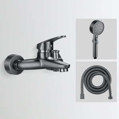Skorter | Bathtub filler wall mount hand shower single lever handle 2 holes low arc bathtub faucet with hose