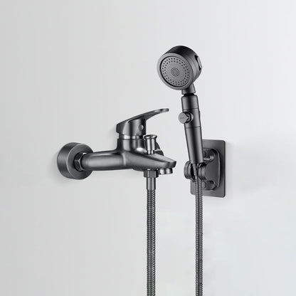 Skorter | Bathtub filler wall mount hand shower single lever handle 2 holes low arc bathtub faucet with hose
