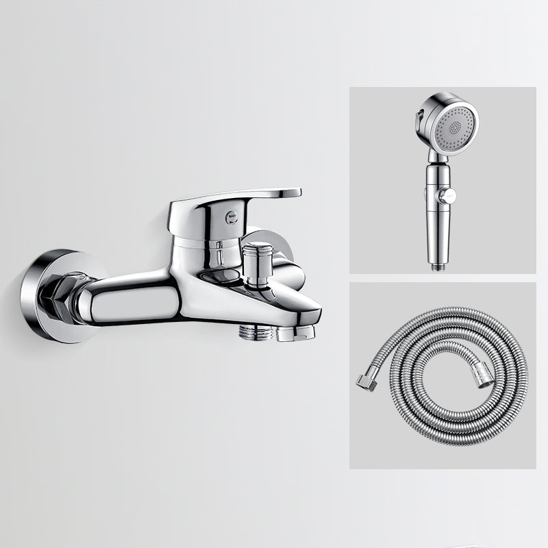 Skorter | Bathtub filler wall mount hand shower single lever handle 2 holes low arc bathtub faucet with hose