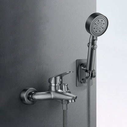 Skorter | Bathtub filler wall mount hand shower single lever handle 2 holes low arc bathtub faucet with hose