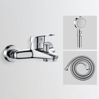 Skorter | Bathtub filler wall mount hand shower single lever handle 2 holes low arc bathtub faucet with hose