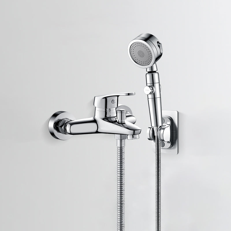 Skorter | Bathtub filler wall mount hand shower single lever handle 2 holes low arc bathtub faucet with hose