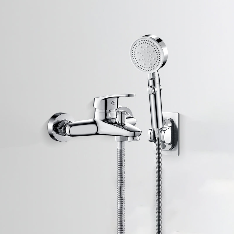 Skorter | Bathtub filler wall mount hand shower single lever handle 2 holes low arc bathtub faucet with hose