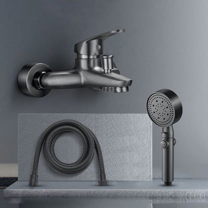 Skorter | Bathtub filler wall mount hand shower single lever handle 2 holes low arc bathtub faucet with hose