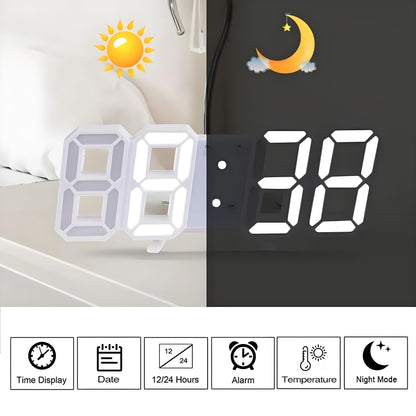 Skorter | DigiTime - LED 3D Digital Clock with Calendar & Temperature Display