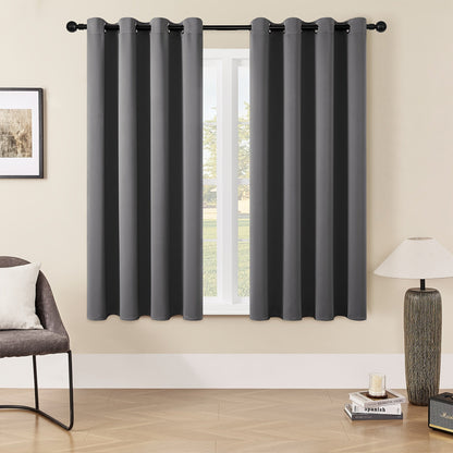Skorter | Blackout Curtains - 2 Pieces Modern Polyester Curtains with Thermal Insulation and Rings