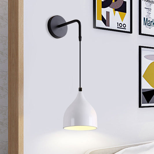 White/Black Finish Urn Shape Wall Mount Light Modern 1 Light Iron Wall Pendant Lamp for Bedside