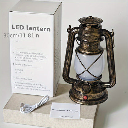 Skorter | RetroLantern - Rechargeable LED lantern with flame effect, antique copper finish