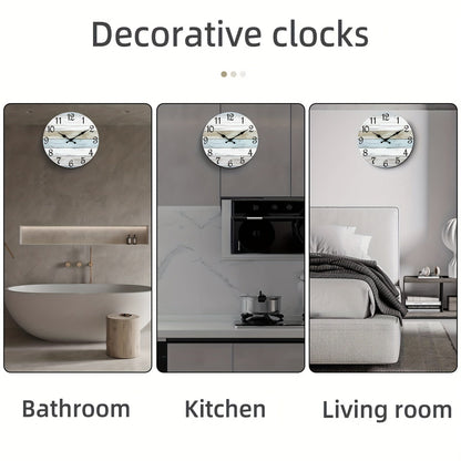 Skorter | Nautical Wall Clock - Silent Round Clock, Blue Theme for Outdoor and Indoor