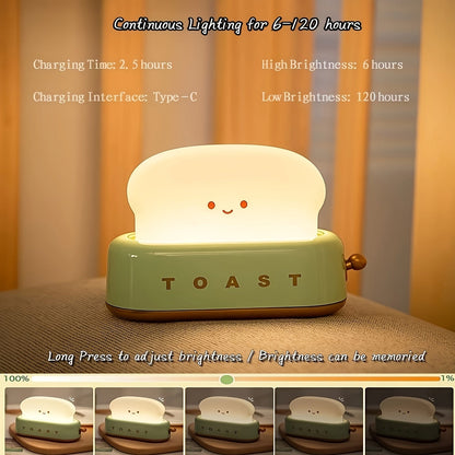 Skorter | LumiToast - Sweet USB Rechargeable LED Toaster Table Lamp, 3000K Warm Light