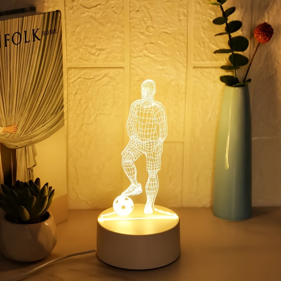 Skorter | SportGlow - 3D Football Player Illusion LED Table Lamp with Acrylic Dome