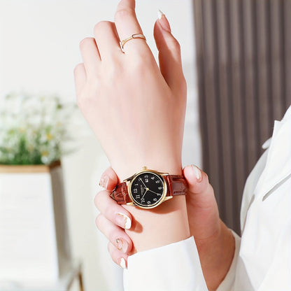 Skorter | Elegant Women’s Watch – Quartz Wristwatch with Faux Leather Strap | Perfect Gift for Her