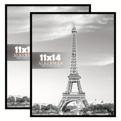 Skorter | 2 pcs Classic Black Photo Frames with Protection - Wall Mount for Posters, Pictures and Artwork, Ideal for Home and Office